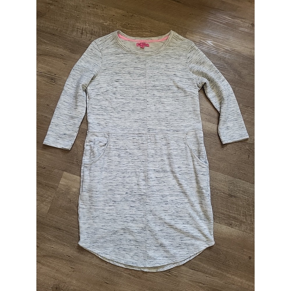Betsey Johnson Woman's Medium Sweatshirt Dress Heather Gray 3/4 Sleeve Casual